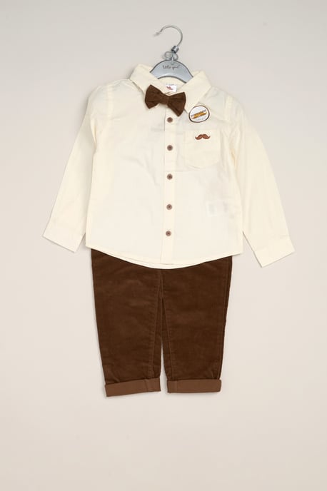 Corduroy Bow Tie, Shirt and Trousers with Braces Outfit Set - Image 3