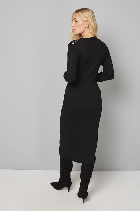Petite Asymmetric Rib Knitted Dress - Image 3