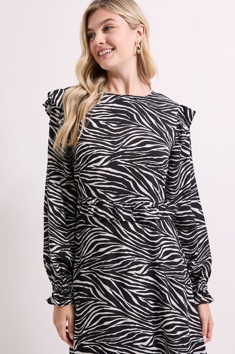 Frill Detail Long Sleeve Midi Dress - Image 3