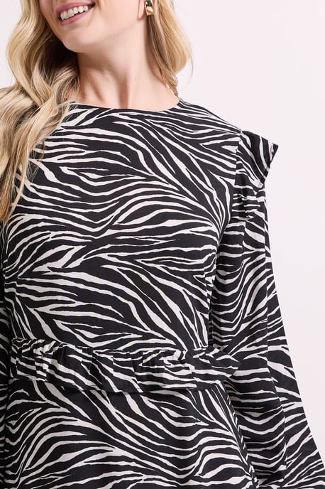 Frill Detail Long Sleeve Midi Dress - Image 5