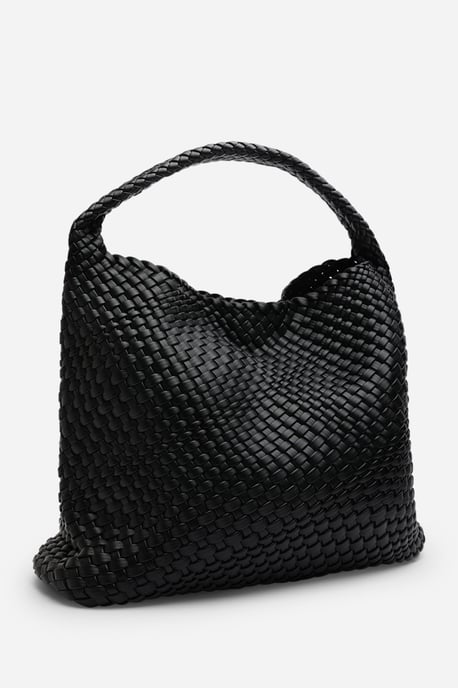 Wheres That From Womens 'Stone' Weave Detail Faux Leather Shoulder Bag - Image 3