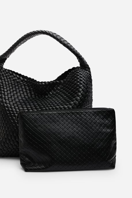 Wheres That From Womens 'Stone' Weave Detail Faux Leather Shoulder Bag - Image 5