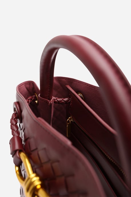 Wheres That From Womens 'Luna' Woven Leather Tote Bag with Detail - Image 5