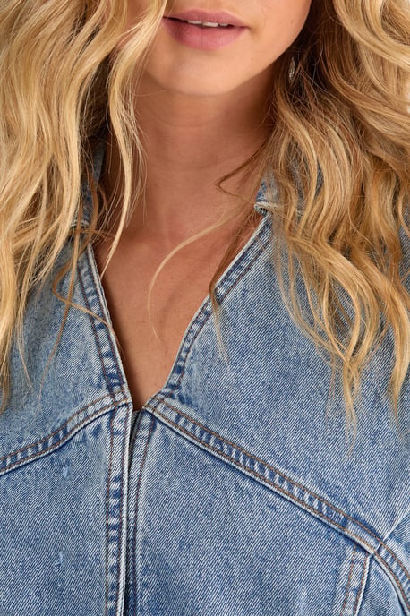 Denim Corset Shirt Dress - Image 5