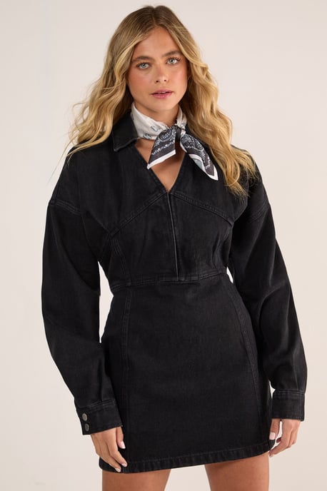 Denim Corset Shirt Dress - Image 2