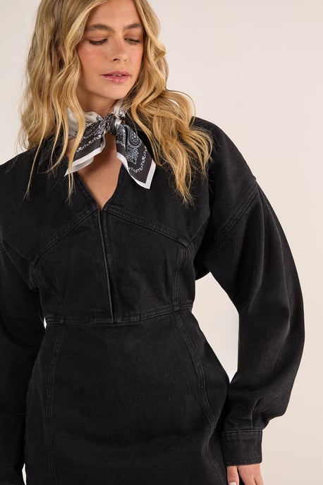 Denim Corset Shirt Dress - Image 3
