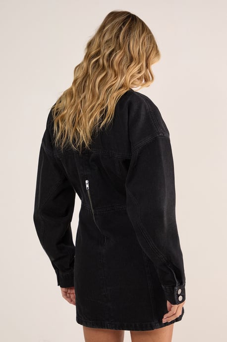Denim Corset Shirt Dress - Image 4