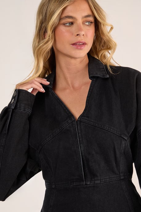 Denim Corset Shirt Dress - Image 5