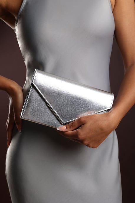 Wheres That From Womens 'Linen' Metallic Faux Leather Clutch Bag - Image 1