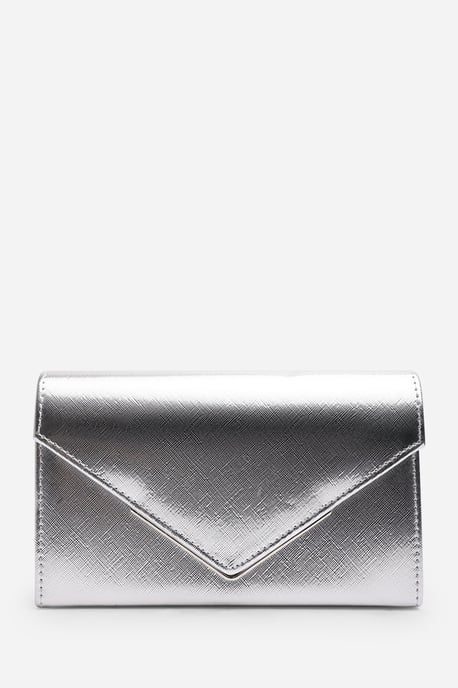 Wheres That From Womens 'Linen' Metallic Faux Leather Clutch Bag - Image 2