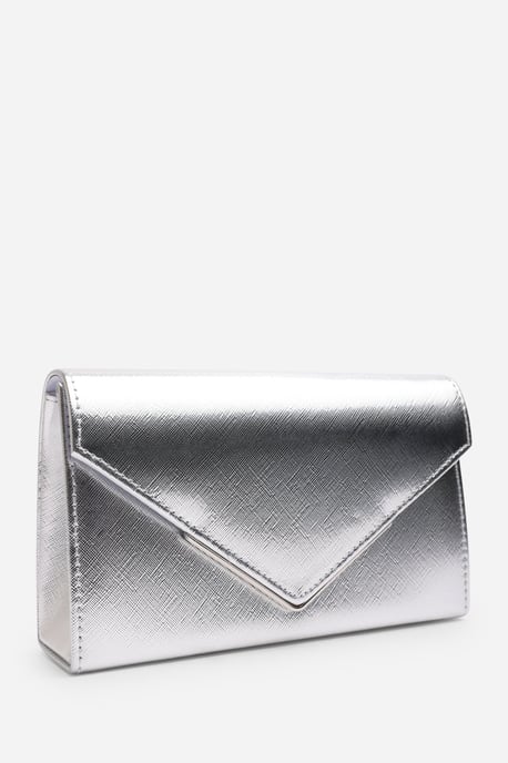 Wheres That From Womens 'Linen' Metallic Faux Leather Clutch Bag - Image 3