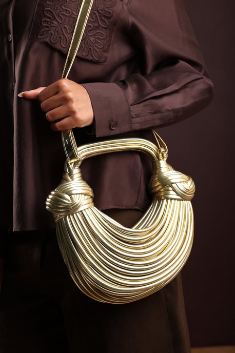 Wheres That From Womens 'Blossom' Curved Metallic Shoulder Bag - Image 5