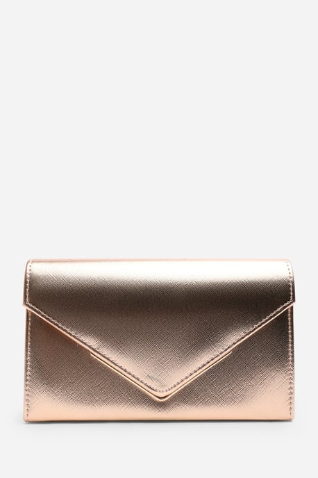 Wheres That From Womens 'Linen' Metallic Faux Leather Clutch Bag - Image 2