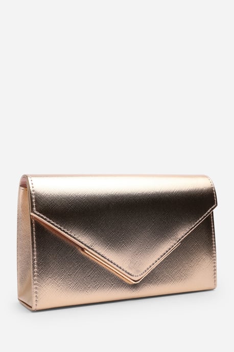 Wheres That From Womens 'Linen' Metallic Faux Leather Clutch Bag - Image 3