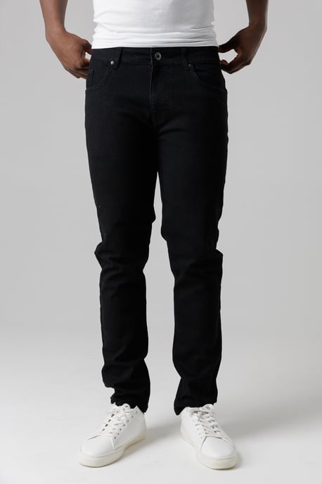 Black Slim Fit Cotton Blend Jeans - Image 1
