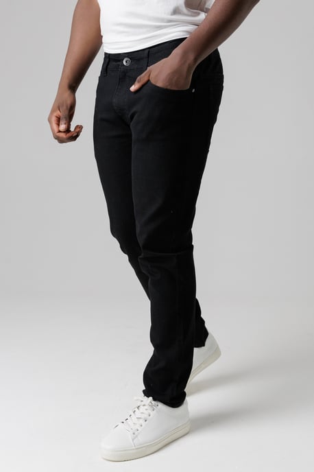 Black Slim Fit Cotton Blend Jeans - Image 3