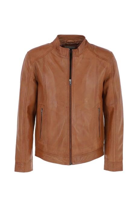 'Alberto' Mens Leather Biker Jacket - Image 1
