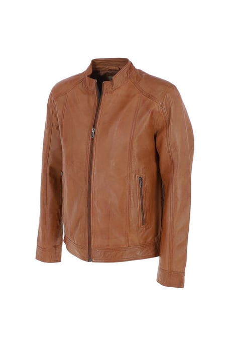 'Alberto' Mens Leather Biker Jacket - Image 2