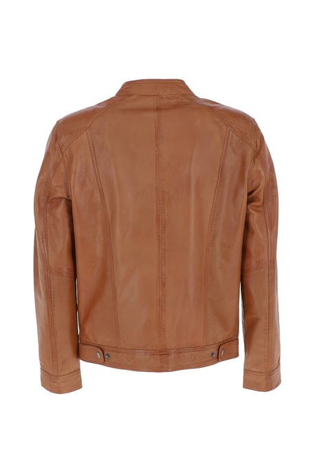 'Alberto' Mens Leather Biker Jacket - Image 3