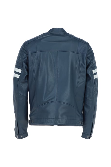 'Nova2' Real Leather Biker Jacket With Stitch Detailings - Image 4