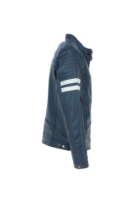 'Nova2' Real Leather Biker Jacket With Stitch Detailings - Image 5