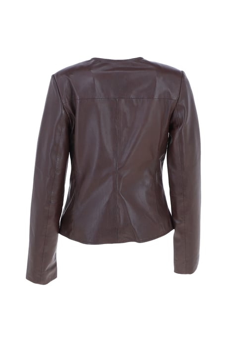 'Corina' Collarless Casual Leather Jacket - Image 4