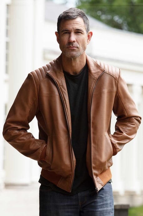 'Firenze' Exquisite Real Leather Bomber Jacket - Image 1
