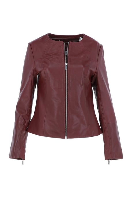 'Francesca' Collarless Real Leather Fashion Jacket - Image 2