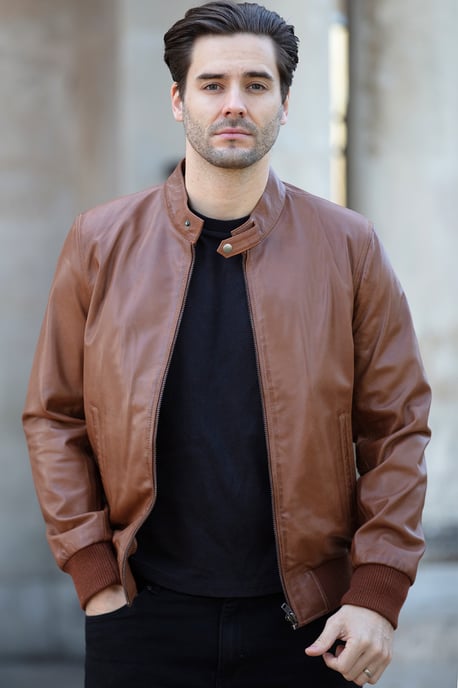 'Volare' Lightweight Real Leather Bomber Jacket - Image 1