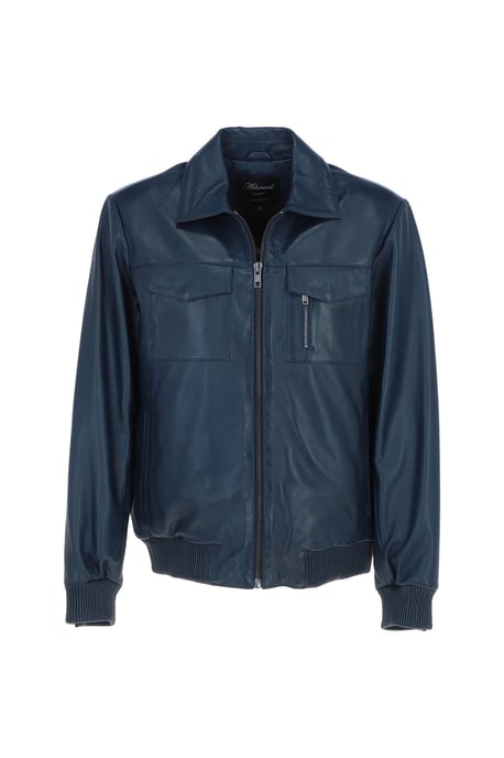 'Torino Classic' Real Leather Classic Bomber Jacket With Brando Collar - Image 2