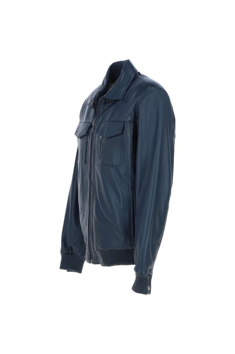 'Torino Classic' Real Leather Classic Bomber Jacket With Brando Collar - Image 3
