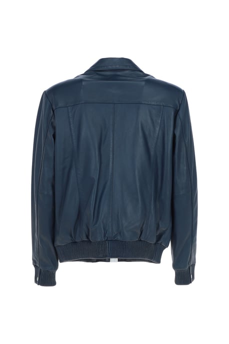 'Torino Classic' Real Leather Classic Bomber Jacket With Brando Collar - Image 4