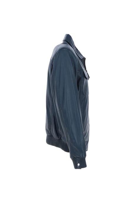 'Torino Classic' Real Leather Classic Bomber Jacket With Brando Collar - Image 5