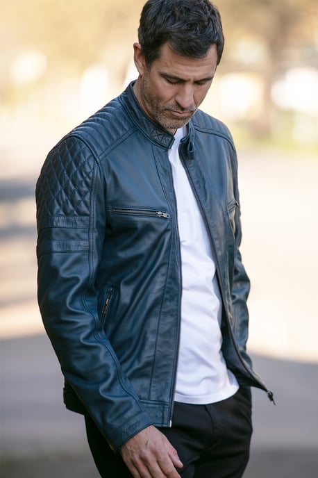 'N2' Premium Real Leather Vintage Biker Jacket - Image 1