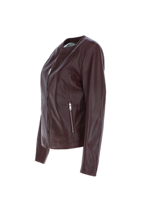 'Corina' Collarless Casual Leather Jacket - Image 3