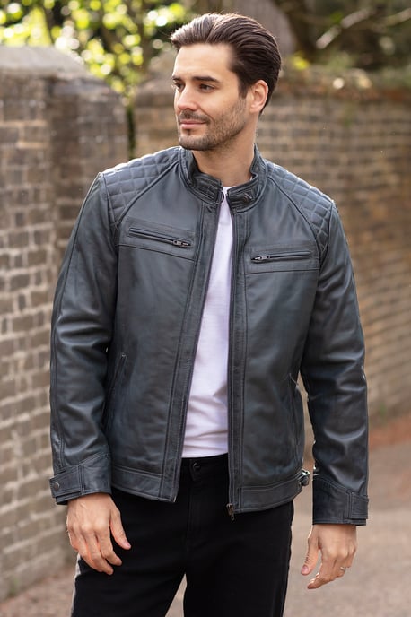 'Bronx' Real Leather Biker Jacket - Image 1