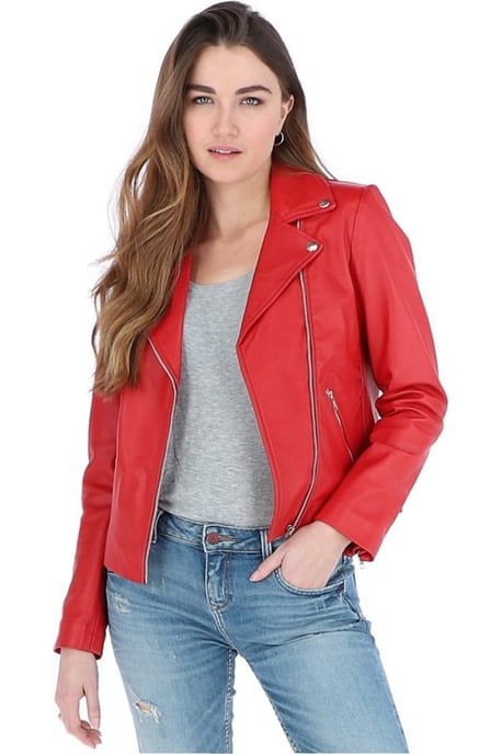 'Celia' Leather Fashion Biker Jacket Women Coat - Image 1