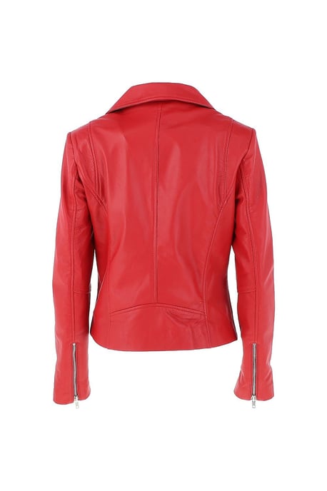 'Celia' Leather Fashion Biker Jacket Women Coat - Image 3
