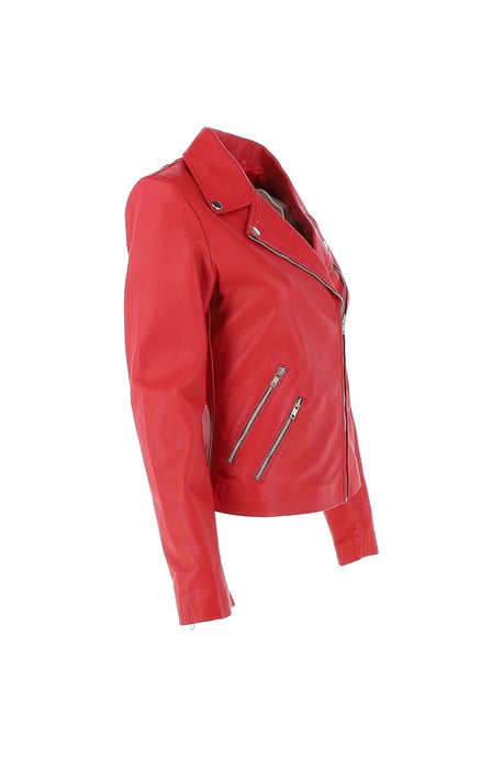 'Celia' Leather Fashion Biker Jacket Women Coat - Image 4