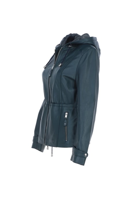 'Anne' Leather Jacket with Adjustable Waist String - Image 3