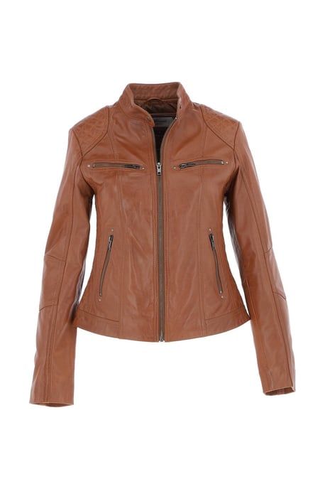 'Donna Milano' Real Leather Fashion Biker Style Jacket - Image 2