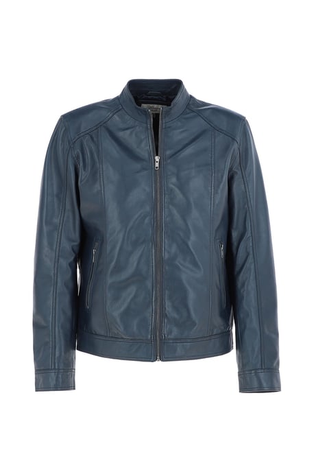 'Alberto' Mens Leather Biker Jacket - Image 1