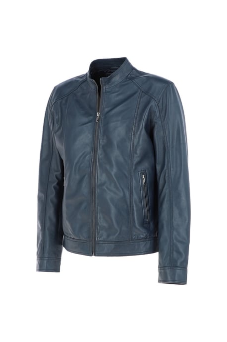 'Alberto' Mens Leather Biker Jacket - Image 2