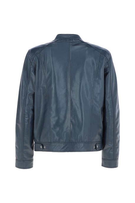 'Alberto' Mens Leather Biker Jacket - Image 3