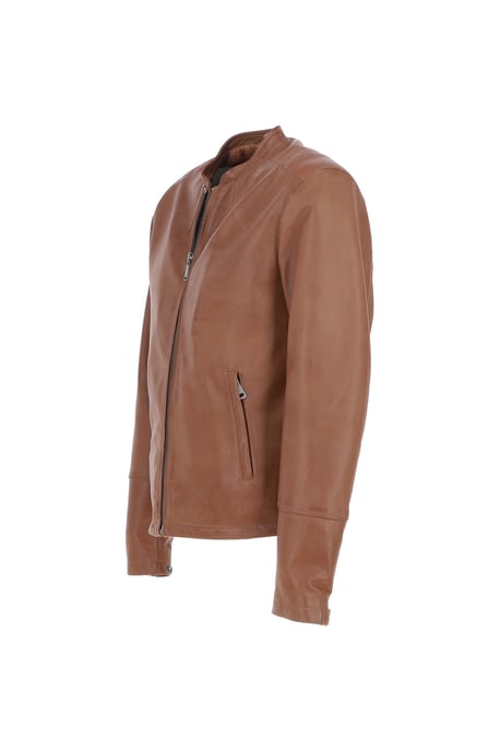 'Fons' Leather Slim Fit Biker Jacket - Image 3