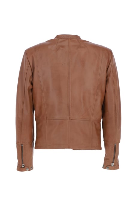 'Fons' Leather Slim Fit Biker Jacket - Image 4