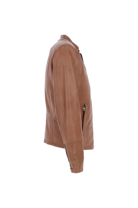 'Fons' Leather Slim Fit Biker Jacket - Image 5