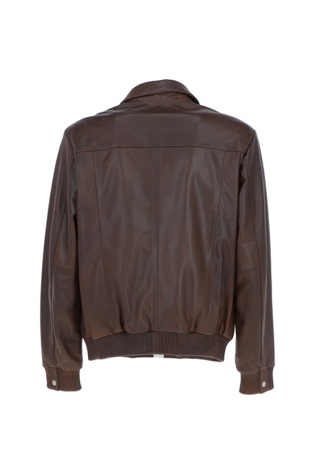 'Torino Classic' Real Leather Classic Bomber Jacket With Brando Collar - Image 4
