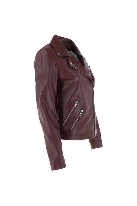 'Celia' Leather Fashion Biker Jacket Women Coat - Image 4