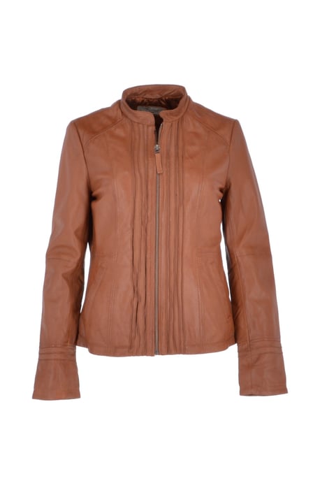 Real Leather Mandarin Collar Jacket - Image 2